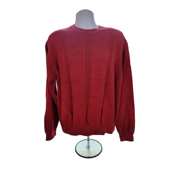 Saddlebred Mens XL Red Cotton Knit Sweater Classic Crewneck Pullover Corpcore - Picture 2 of 6